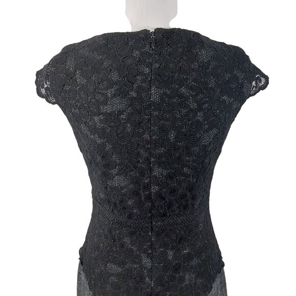 NWOT! ANTONIO MELANI! BLACK W/WHITE TWEEDY FINISH & BLACK LACE DRESS! SZ 4 - Picture 6 of 10